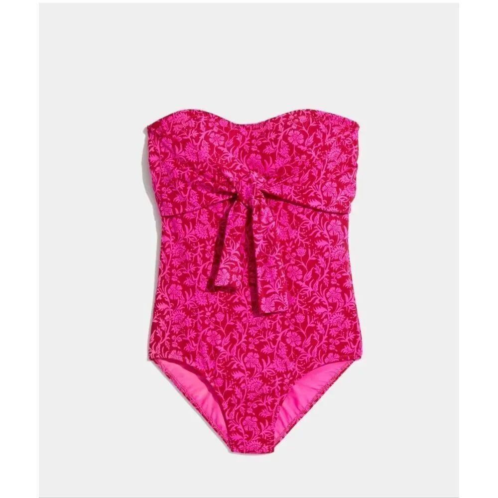 Vineyard Vines Winter Garden Strapless One Piece Bathing Swim Suit Pink Floral